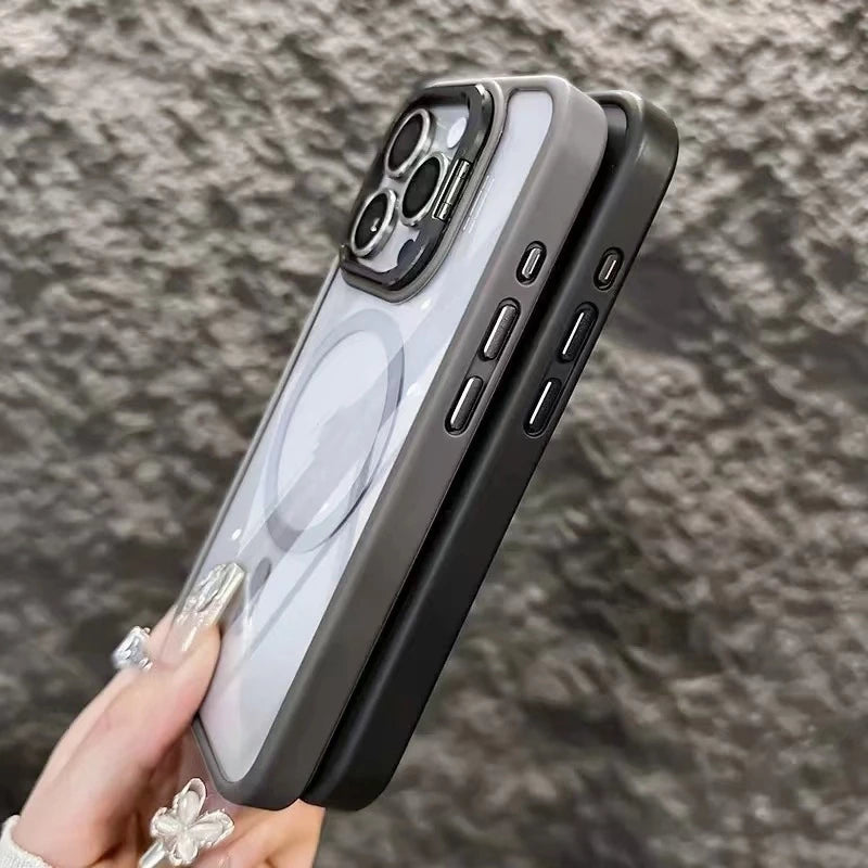 Capa Magnética Com Suporte De Lente Para iPhone