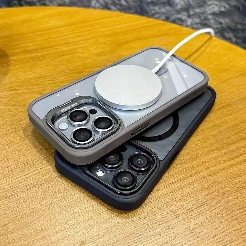 Capa Magnética Com Suporte De Lente Para iPhone