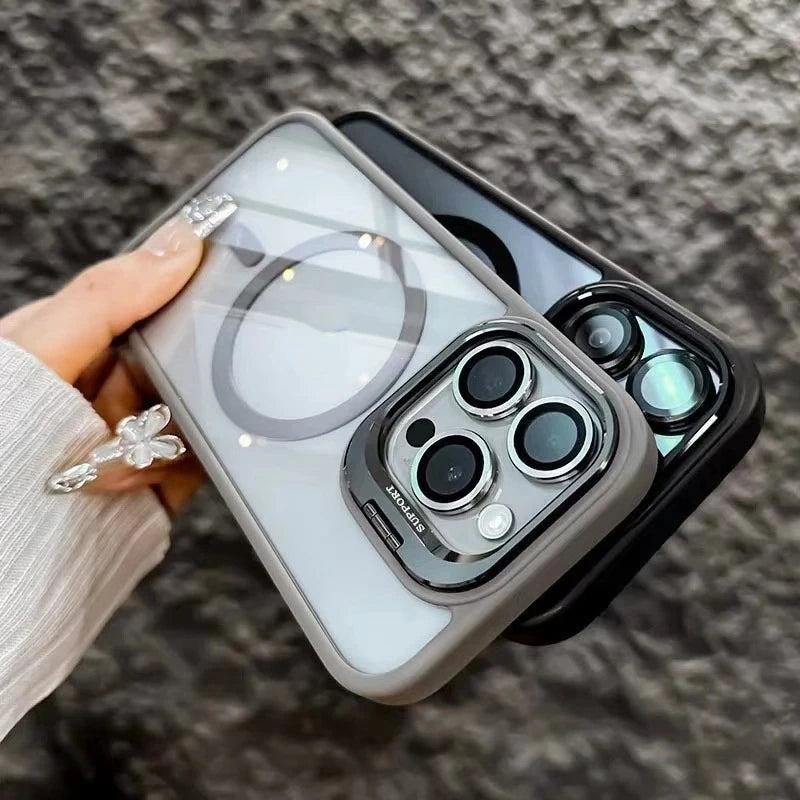 Capa Magnética Com Suporte De Lente Para iPhone
