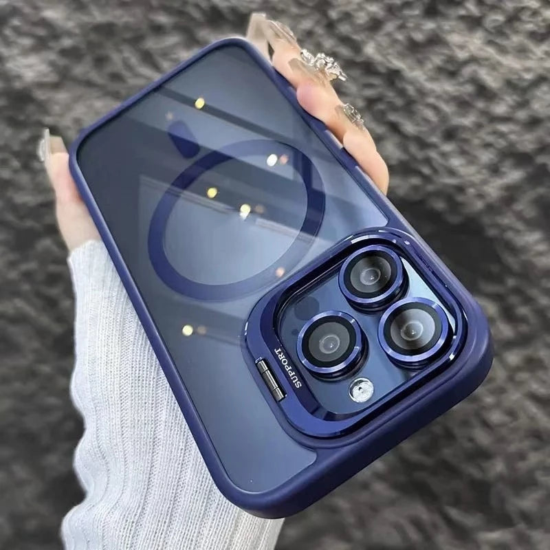 Capa Magnética Com Suporte De Lente Para iPhone