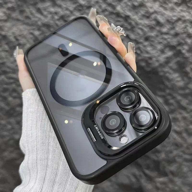 Capa Magnética Com Suporte De Lente Para iPhone