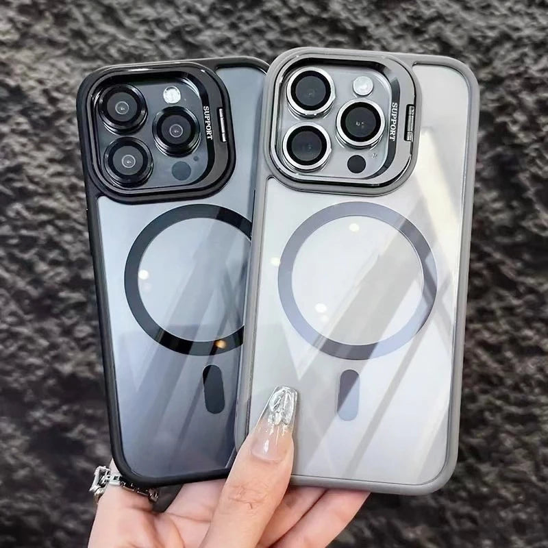 Capa Magnética Com Suporte De Lente Para iPhone