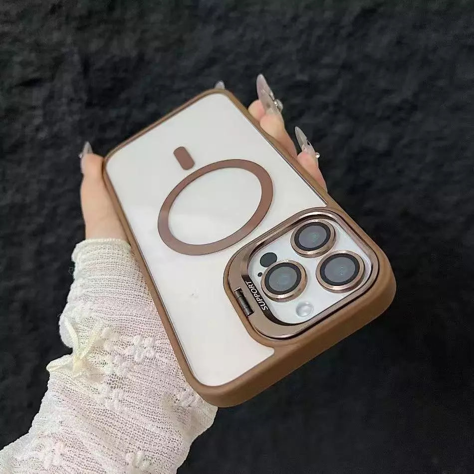 Capa Magnética Com Suporte De Lente Para iPhone