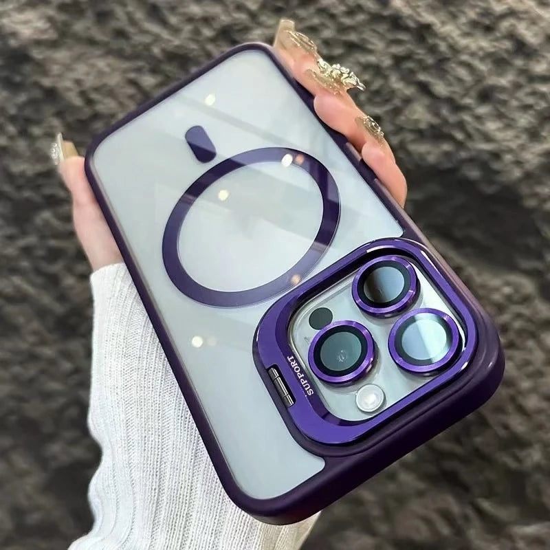 Capa Magnética Com Suporte De Lente Para iPhone